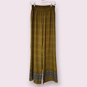 Prana Isadora Palazzo Wide Legged Women's Pants Size Medium Yellow Floral Boho